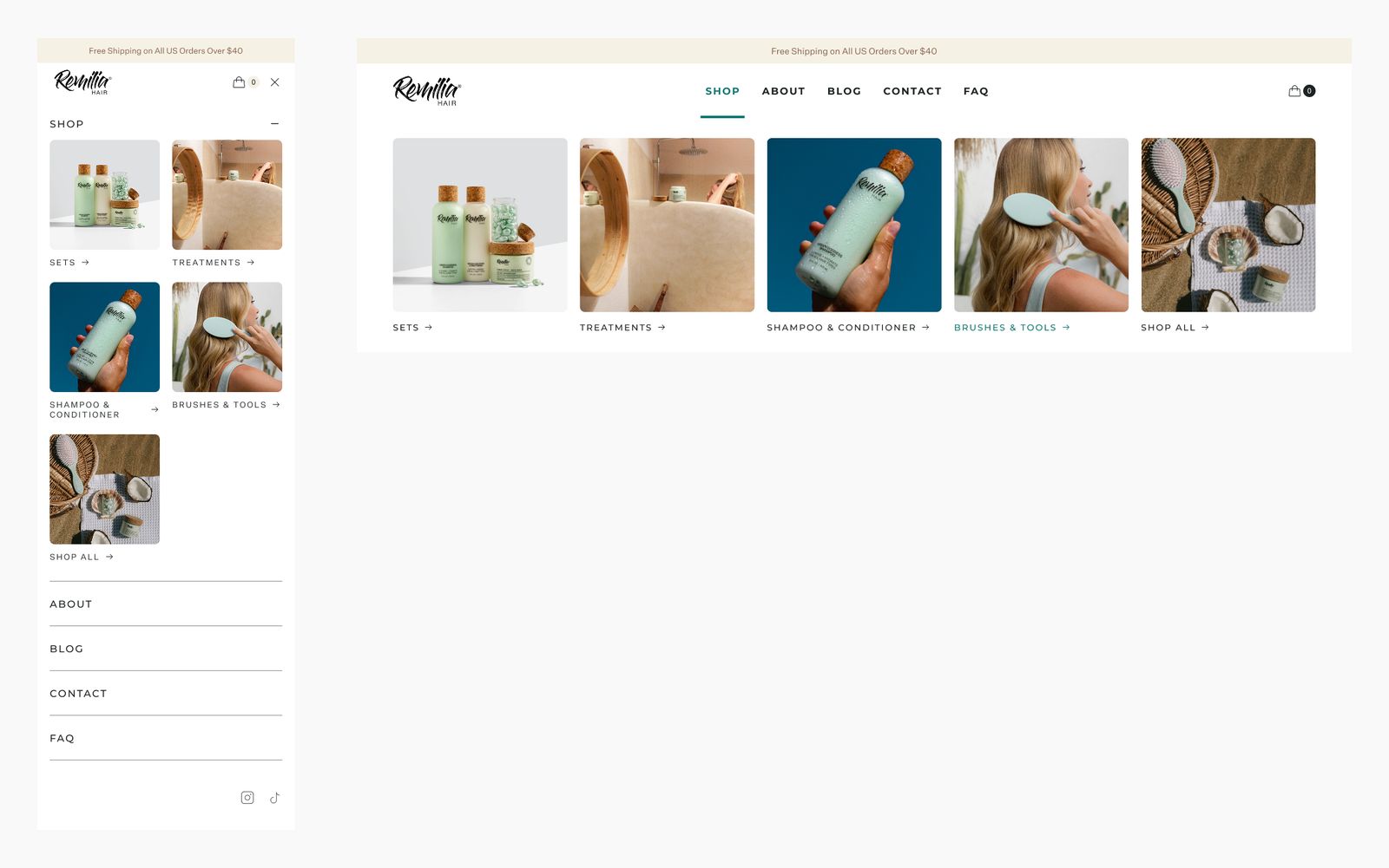 Final Remilia Hair design — navigation and sections