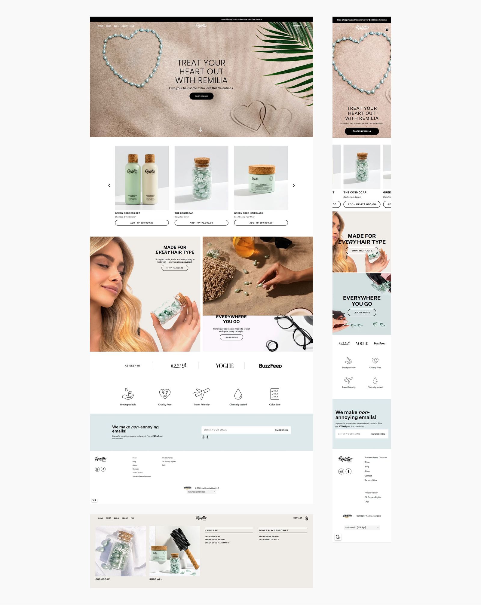 Remilia Hair's original homepage design