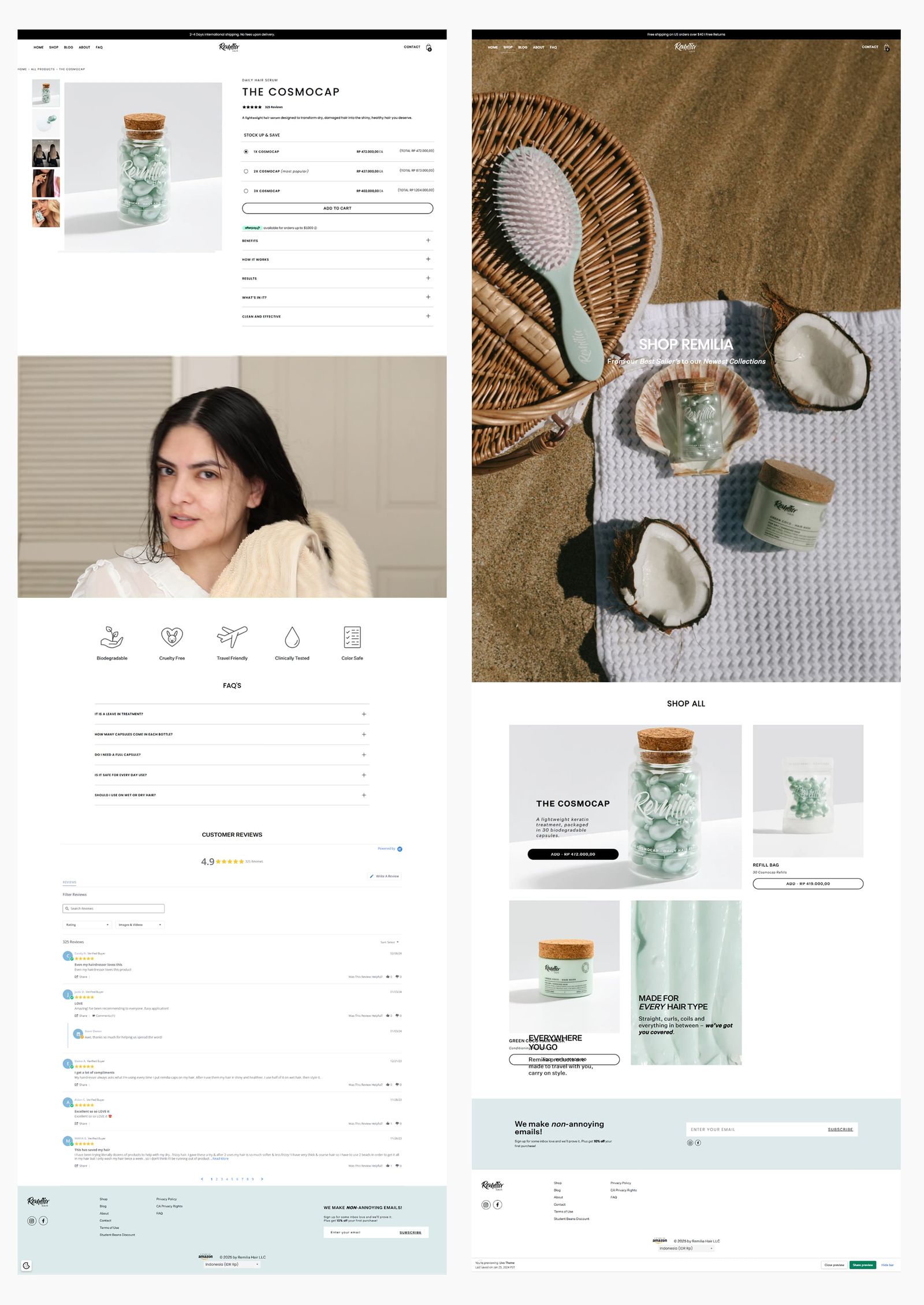 Remilia Hair's original product page design